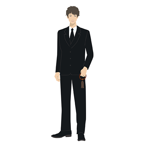 喪服姿の男性のイラスト