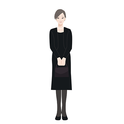 喪服姿の女性のイラスト